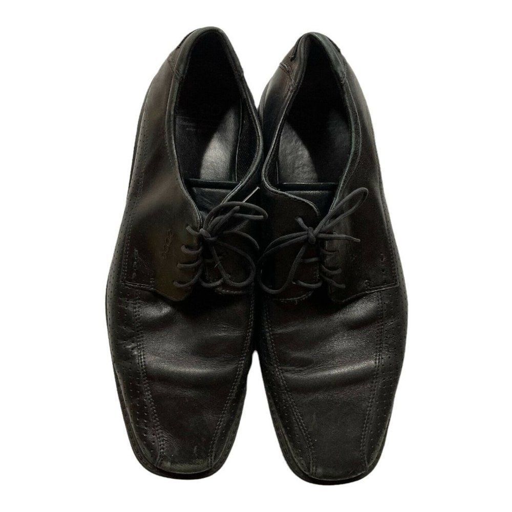 ECCO Mens Casual Apron Bike Toe Size 46/12-12.5 Black Leather Lace Up Dress Shoe